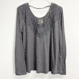 NEW Simply Irresistible Top Womens Large Gray Long Sleeve Shirt NWOT